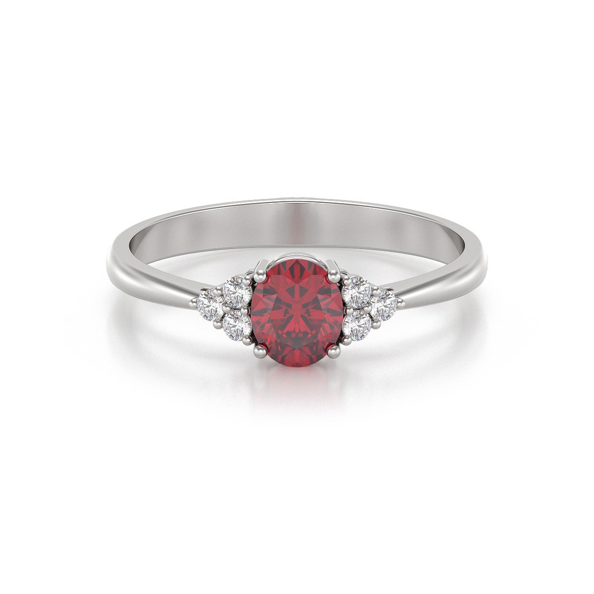 Bague ADEN Or 585 Blanc Rubis et diamants 2.20grs