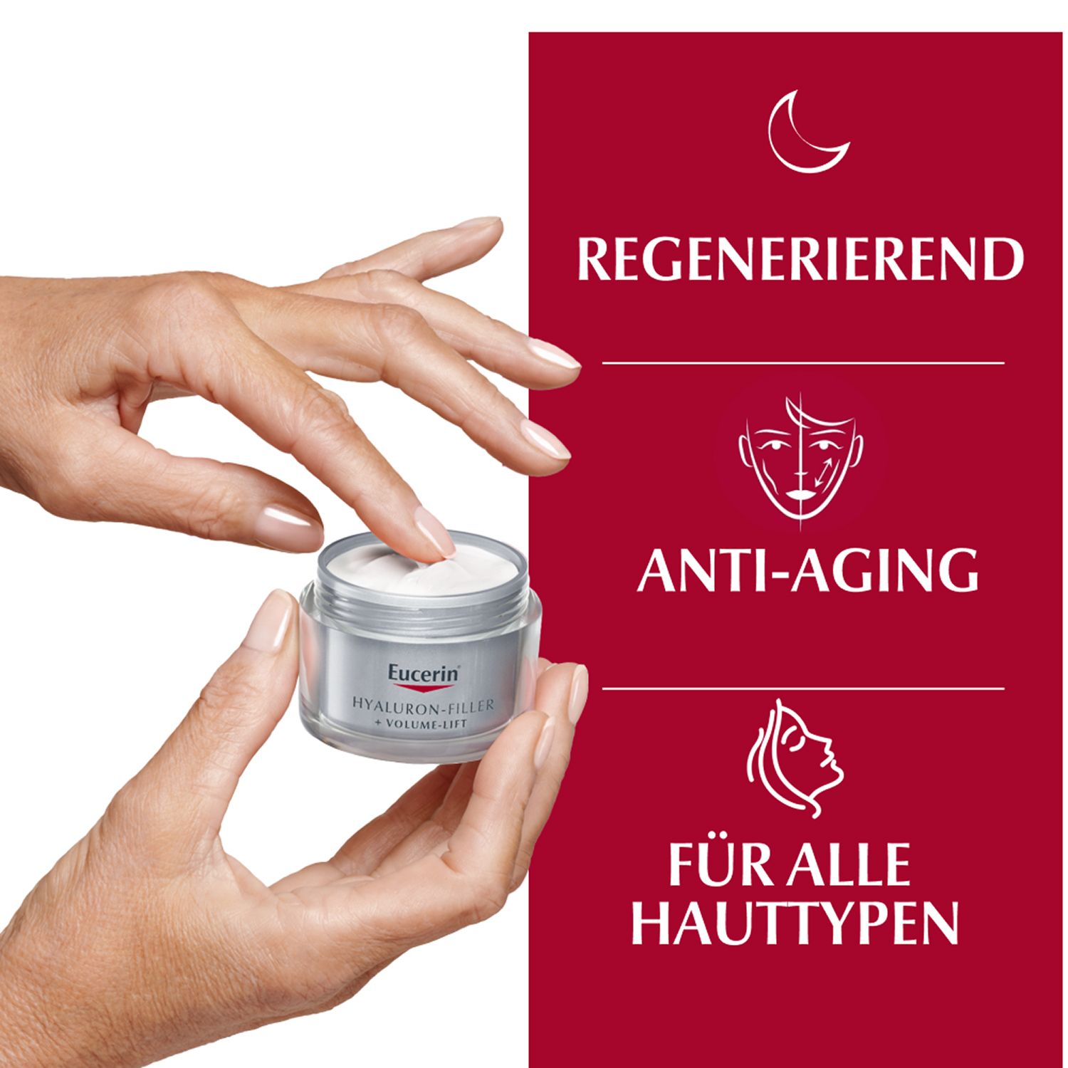 Eucerin Hyaluron-Filler Nachtpflege – Glättende Nachtcreme gegen Falten pflegt die Haut & unterstützt die Regeneration
