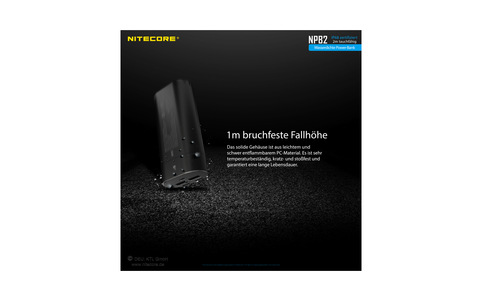 Nitecore Powerbank NBP 2 10000 mAh wasserdicht