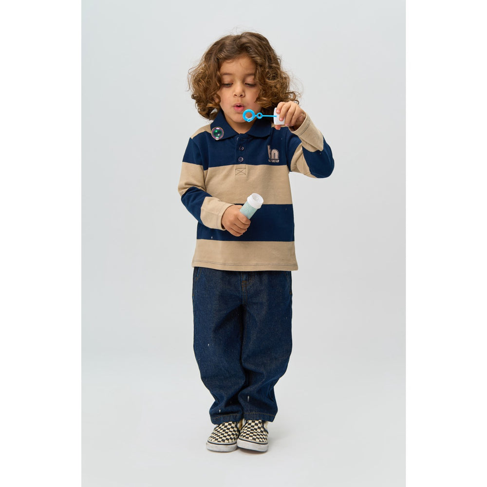 Køb THE NEW Siblings Navy Blazer Striped Rinon L_S Pique Polo