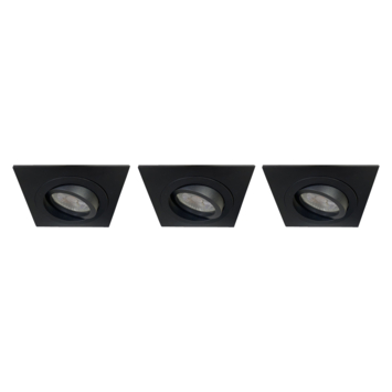 GAMMA inbouwspots set van 3 richtbaar zwart vierkant 92mm x 92mm