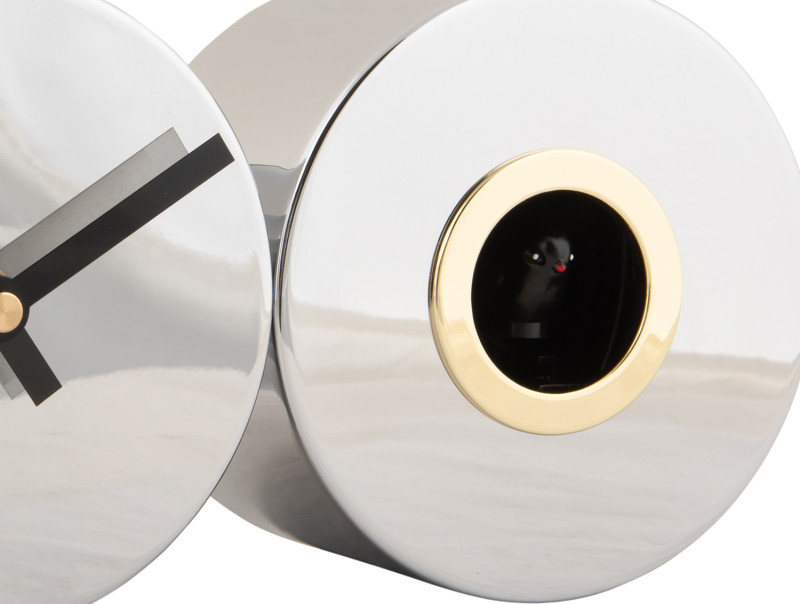 Wall Clock Duo Cuckoo Plated KA5789CH Chrome plated