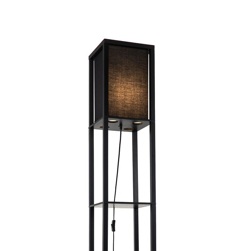 QAZQA - Moderne zwarte vloerlamp - Stojan I Woonkamer I Slaapkamer - Rechthoekig hout - LED-compatibel E27