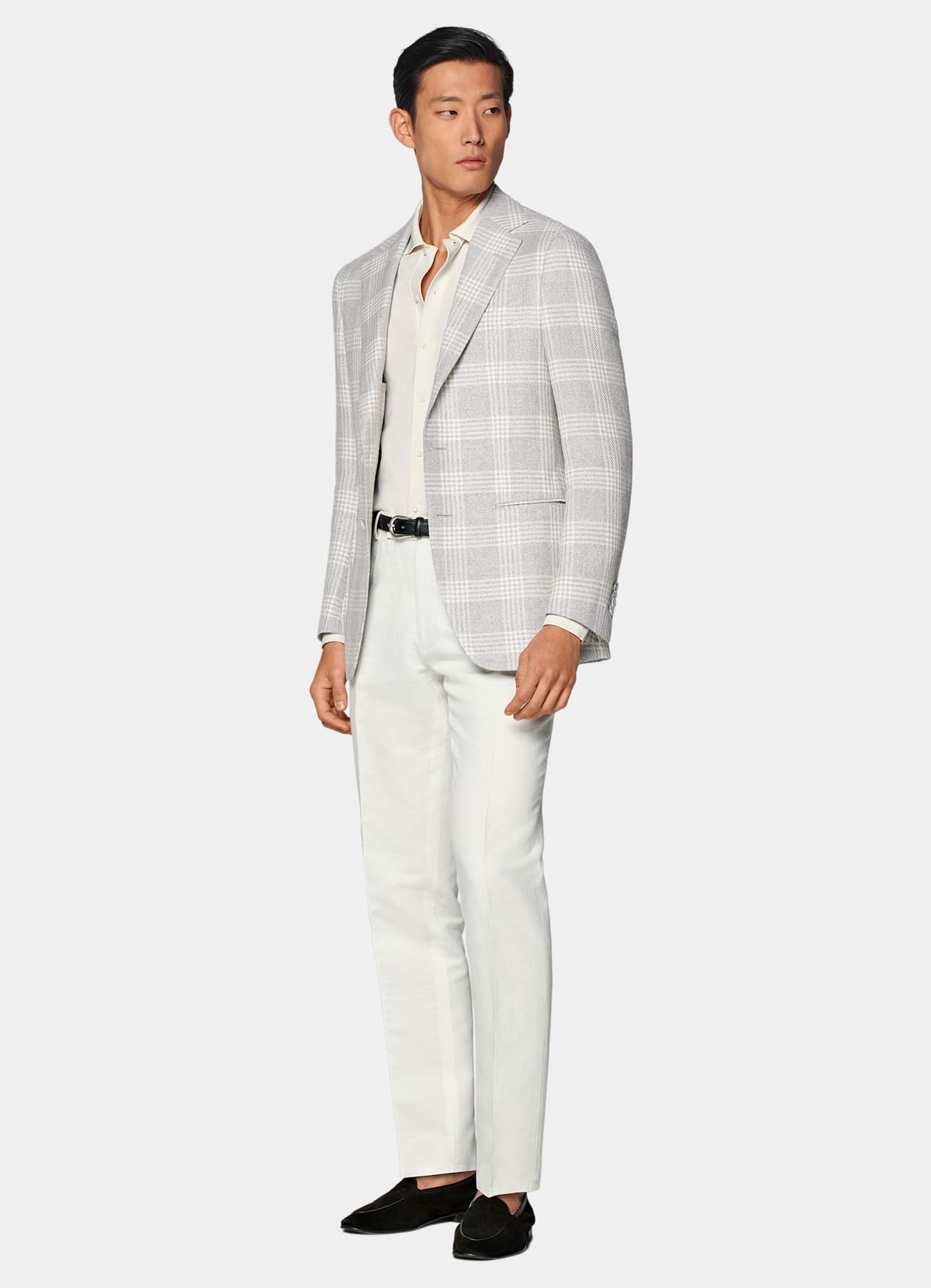 Blazer Havana coupe Tailored gris clair à carreaux