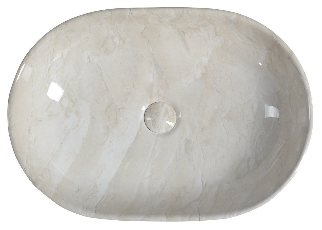 Sapho Dalma keramische waskom beige marmer structuur 59x42x14cm