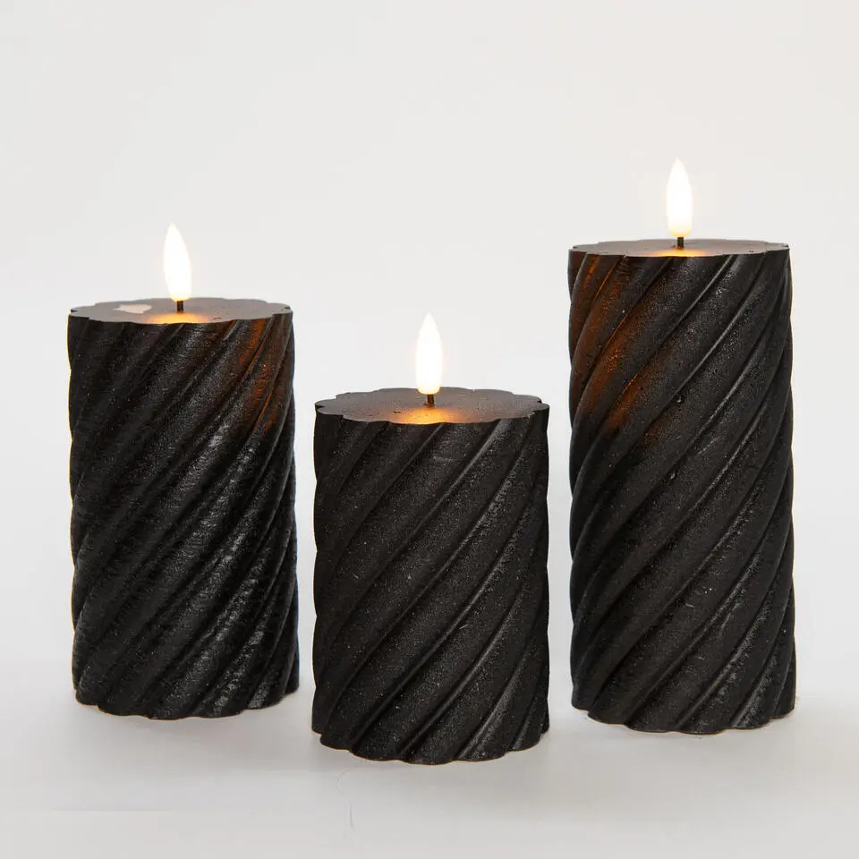 Anna Collection LED kaarsen - 3x - zwart -swirl -afstandsbediening