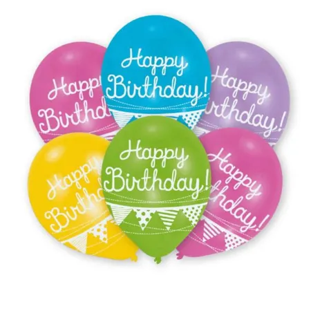 amscan Latexballons Happy Birthday Girlande, 6 Stück