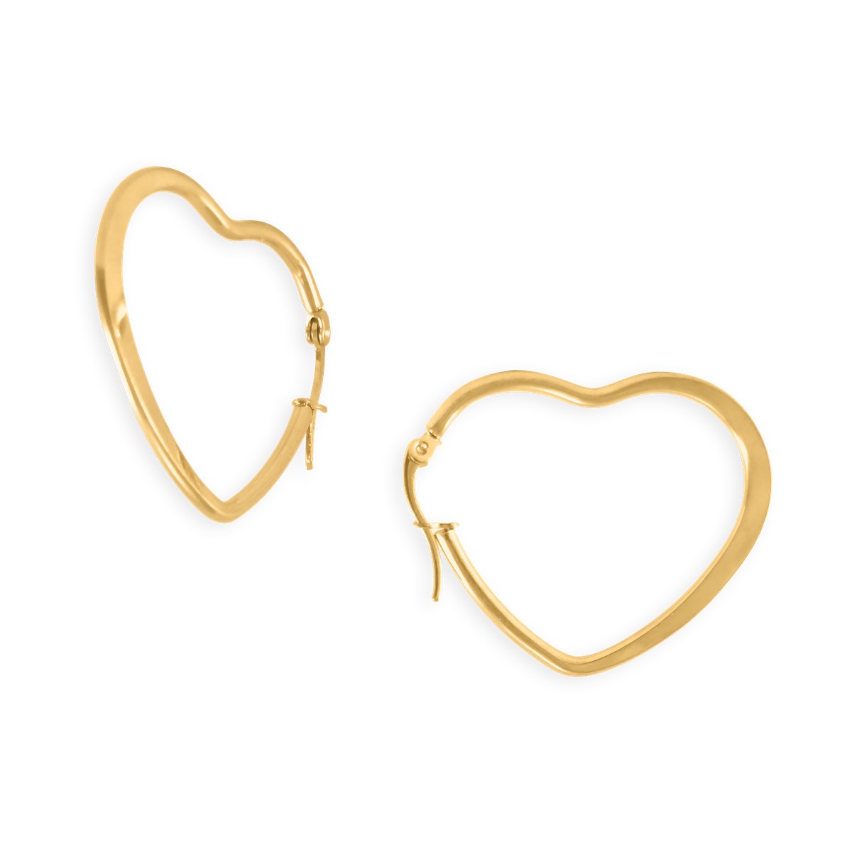 Boucles d'oreilles créoles coeur 35mm en acier doré