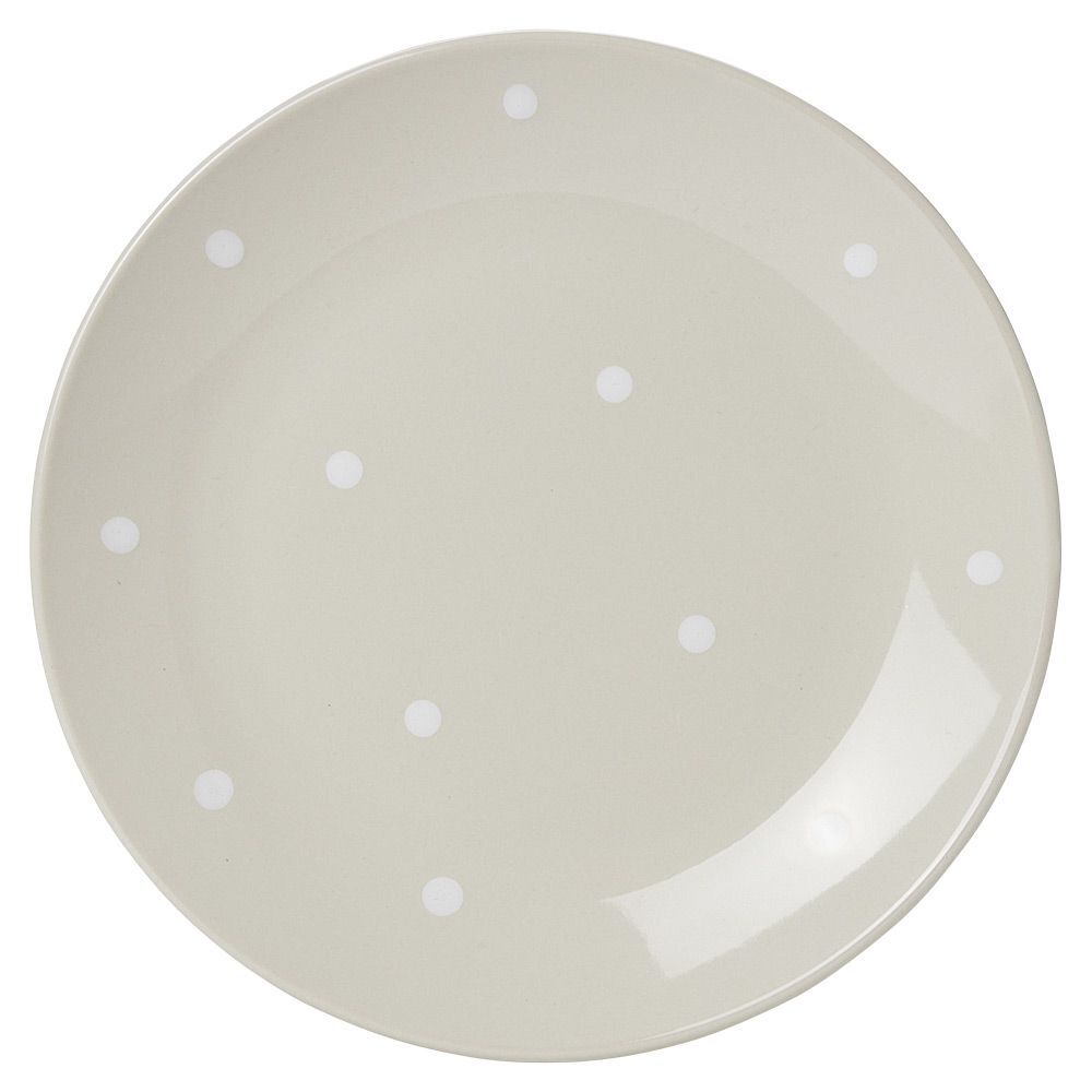 Lot de 4 assiettes rondes plates céramique déco pois