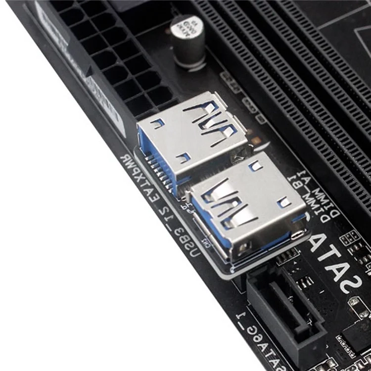 Dual USB 3.0 Buchse zu Motherboard 20/19-Pin Header Adapterplatine PCBA Konverter - Blau / Silber