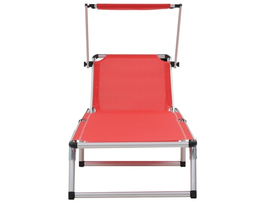 VIDAXL - Bain de soleil Lot de 2 chaises longues pliables avec auvent aluminium et t...