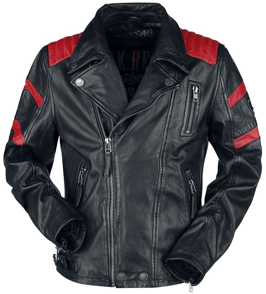 Veste En Cuir Motard Rouge/Noir | Rock Rebel by EMP Veste en cuir