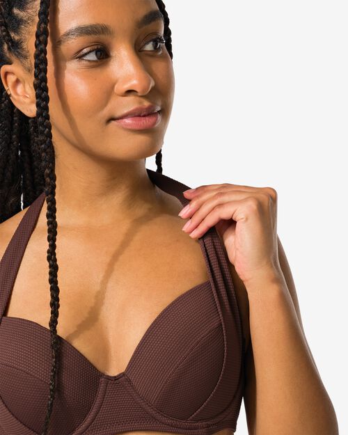 haut de bikini dos nu femme avec armature bonnet A-E marron foncé