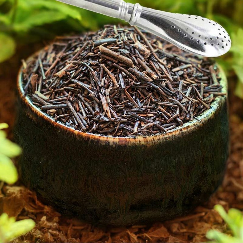 Sachet de thé bio japonais kukicha 80 g + paille inox avec filtre