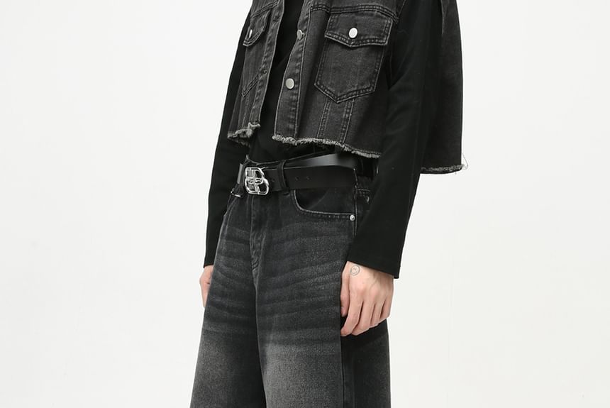 FAERIS - Mid Rise Washed Capri Jeans met wijde pijpen