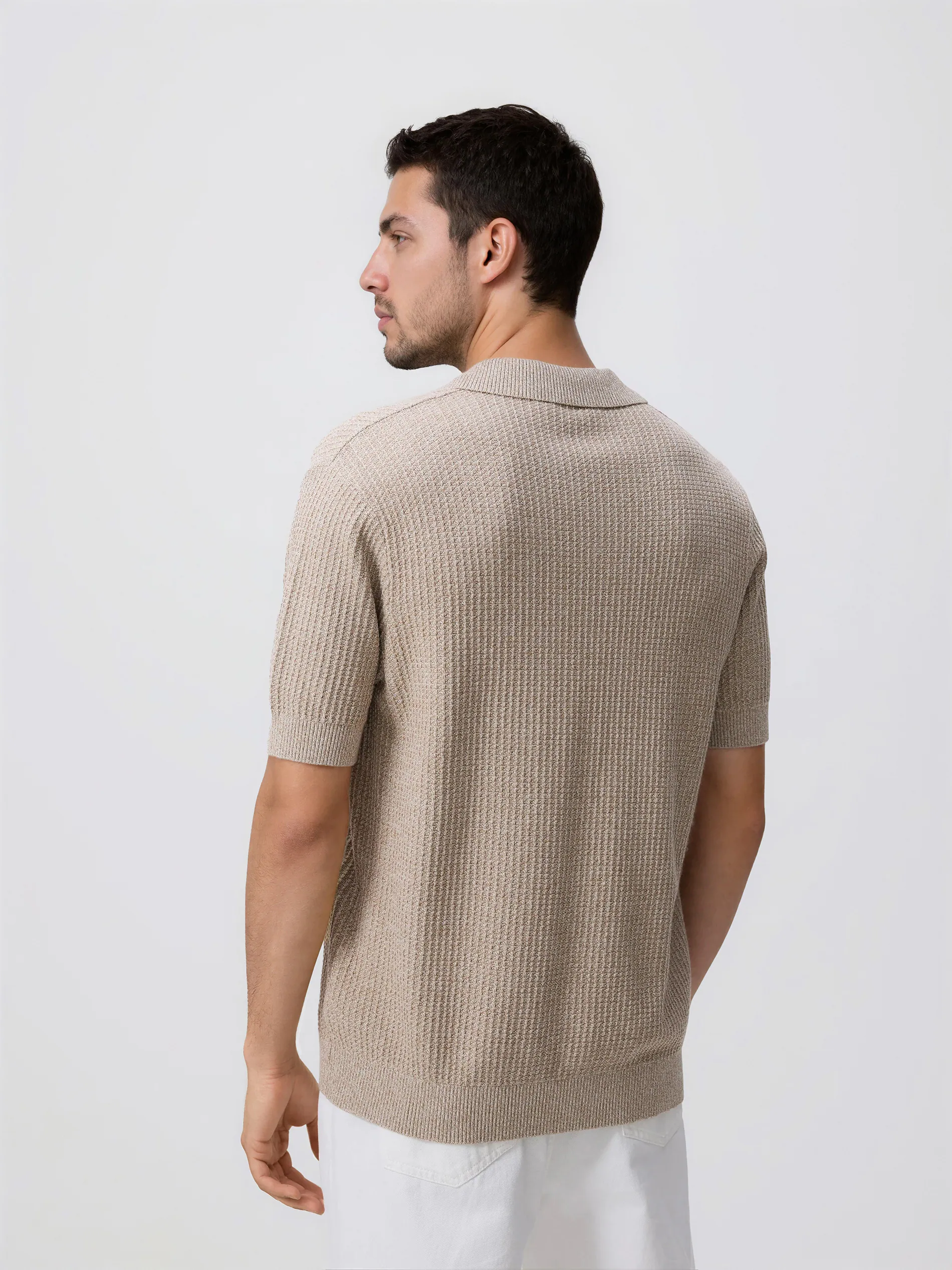 Pullover im Polo-Stil aus Strukturstoff