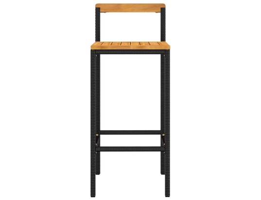 VIDAXL - Tabourets de bar 2 pcs noir résine tressée et bois d'acacia