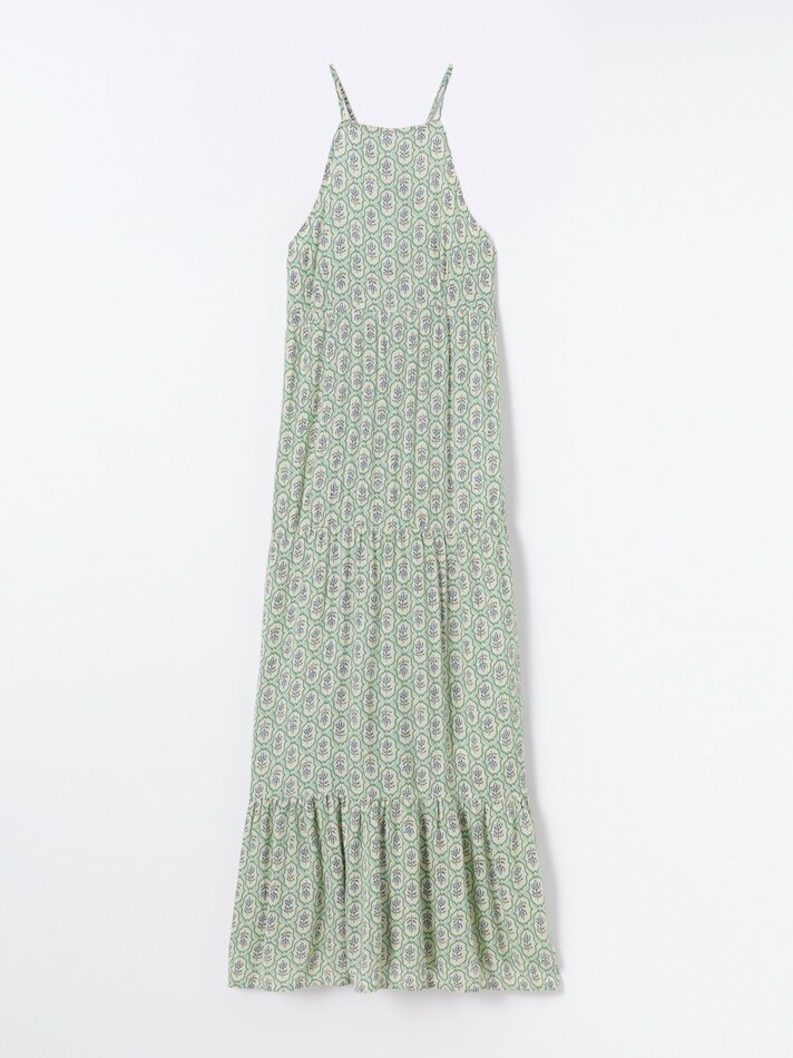 Vestido longo estampado - Verde