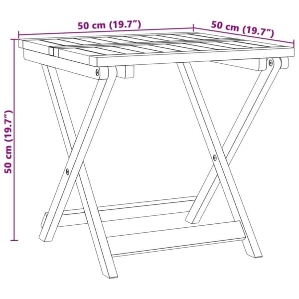 vidaXL Sammenleggbart hagebord 50x50x50 cm heltre akasie