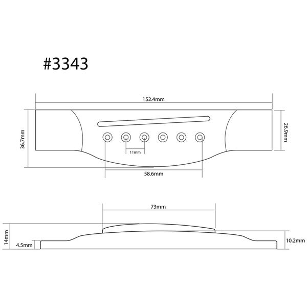 Grover B 3343 Acustic Guitar Bridge