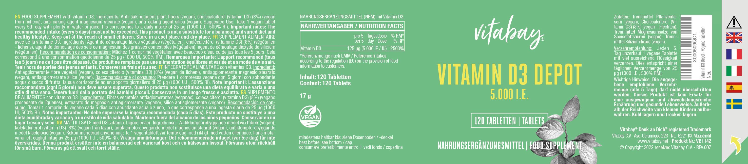 vitabay® Vitamin D3 Depot 5.000 I.E.