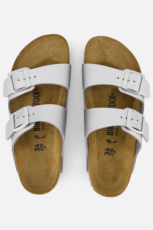 Birkenstock Arizona Slippers zilver Imitatieleer