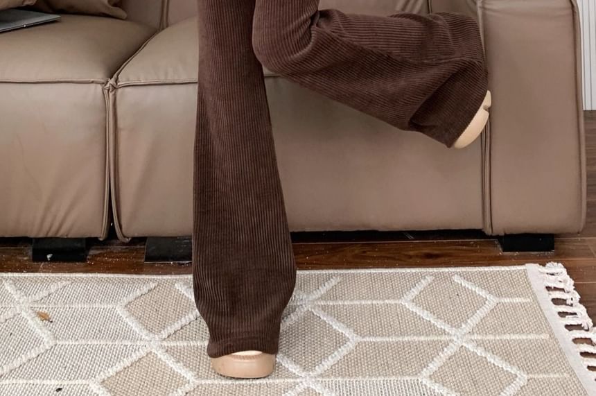 Dovitade - Hoge taille effen corduroy flared broek
