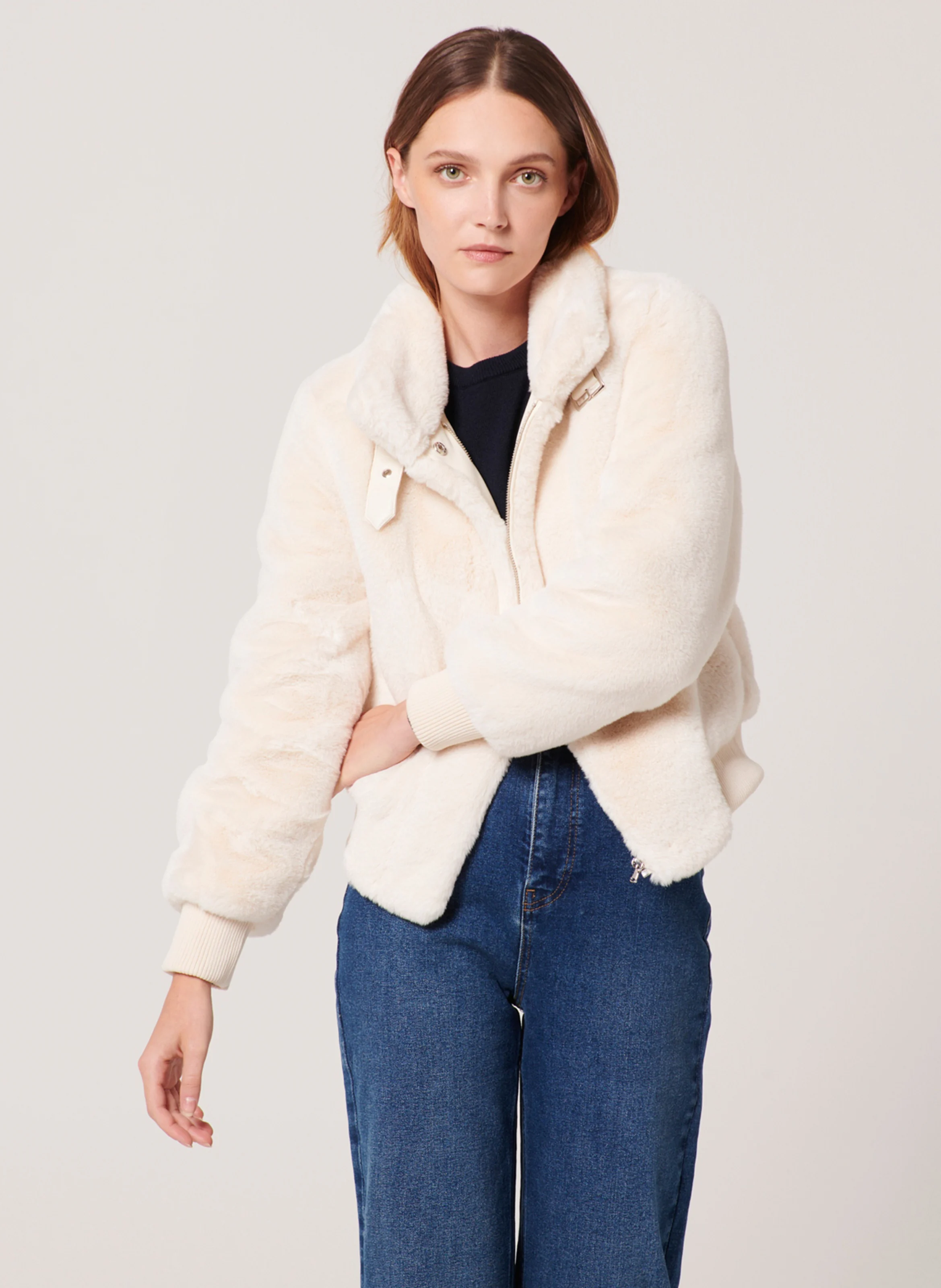VALOU - Veste droite col montant | Blanc