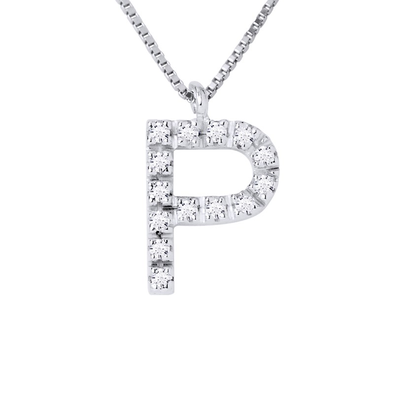 Collier ALPHABET Diamants 0,07 Cts  LETTRE 