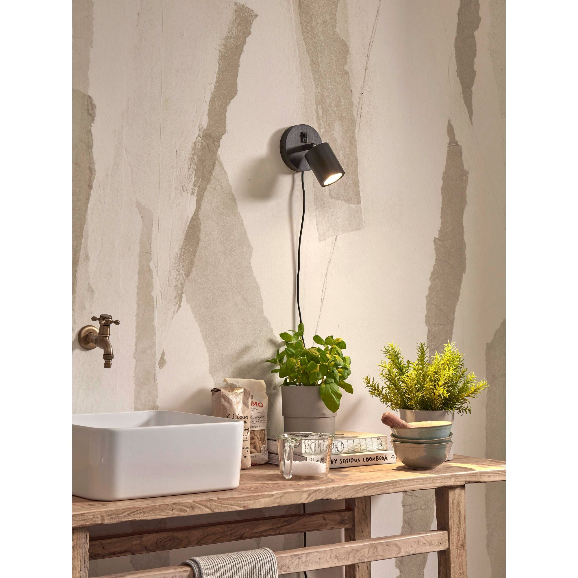 GOOD&MOJO Wandlamp Java - Bamboe Zwart - Ã12cm