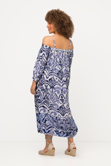 Midikleid, A-Linie, Carmen-Ausschnitt, 3/4-Arm