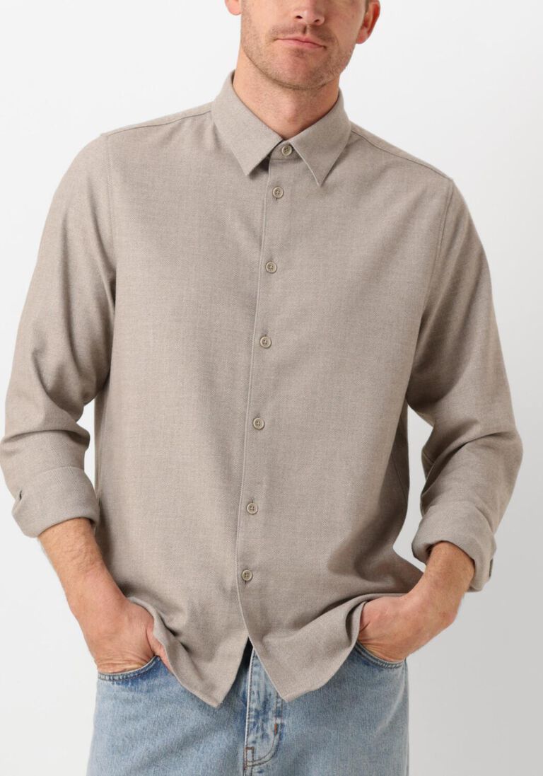 beige drykorn casual overhemd ramis