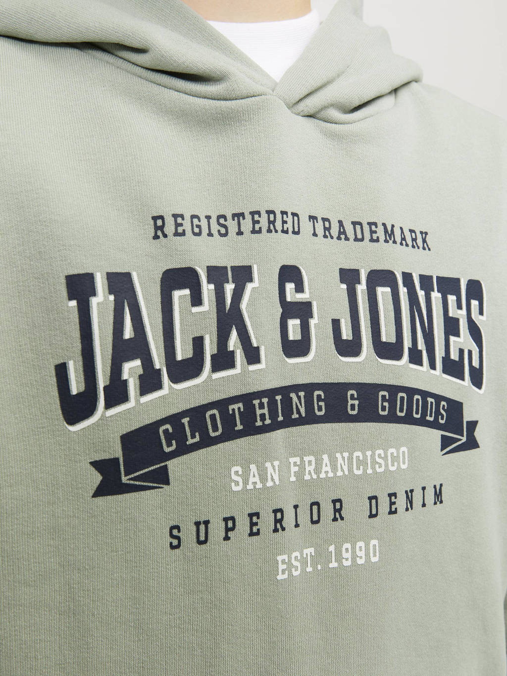 JACK & JONES hoodie JJELOGOmet tekst pistache groen