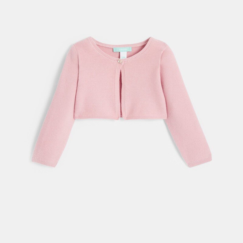 Gilet boléro court maille tricot rose bébé fille Rose