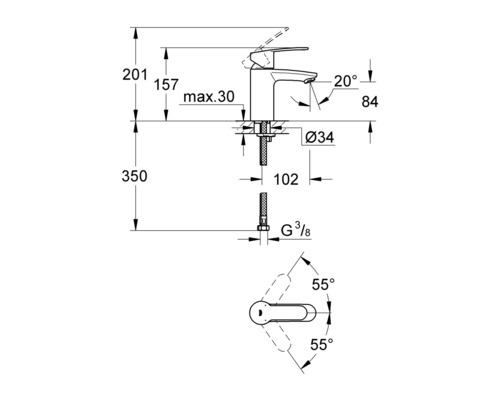 GROHE EUROSTYLE COSMOPOLITAN wastafelmengkraan, chroom 3246820E