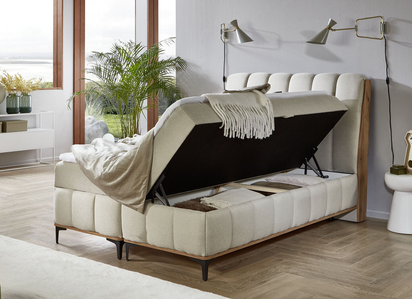 Boxspringbett mit Bettkästen und Kaltschaum-Topper