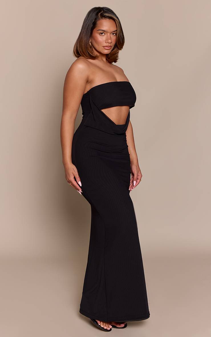 Noir Robe Maxi Moulante Bandeau Avec Détail Découpé À La Taille