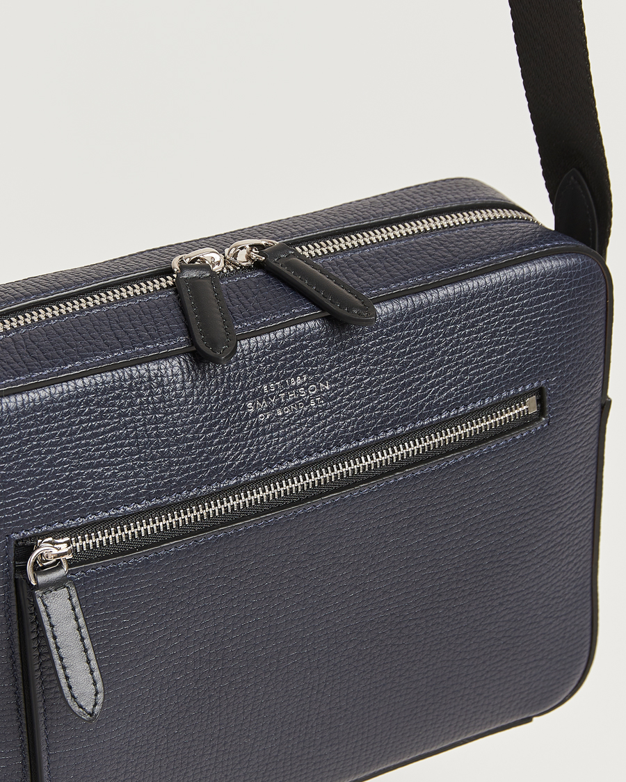 Smythson Ludlow Zip Crossbody Bag Navy