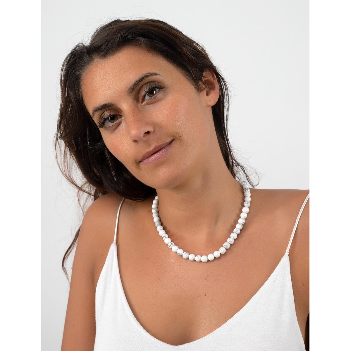 Collier Femme Pierre de Howlite pierres fines
