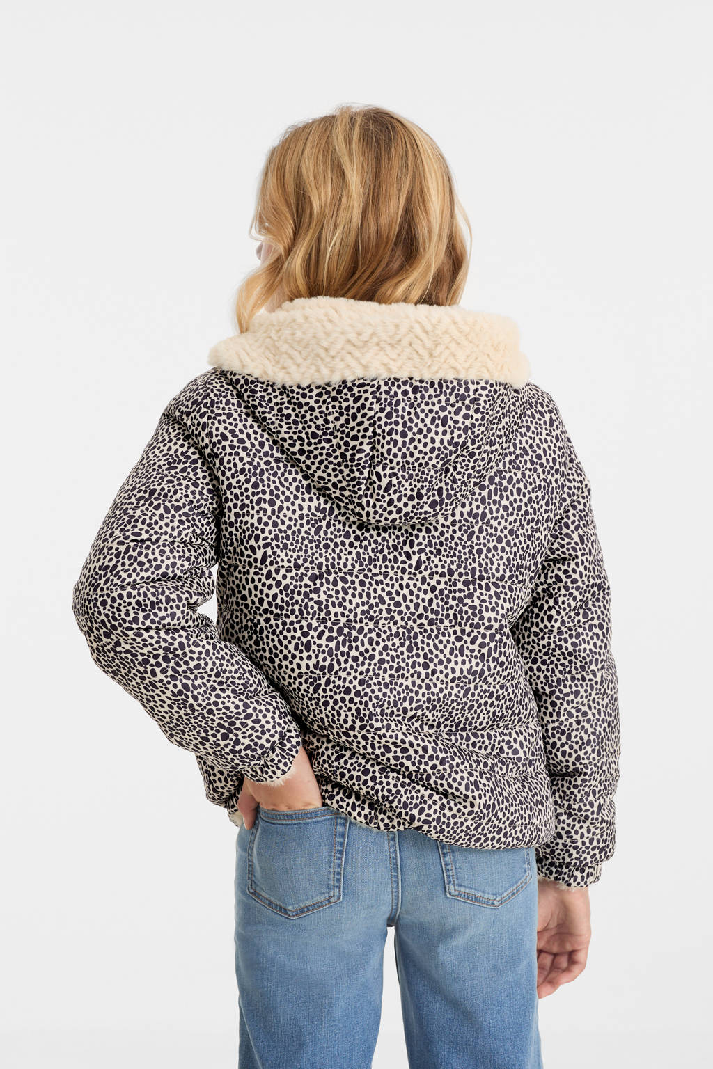 anytime reversible winterjas beige / alloverprint