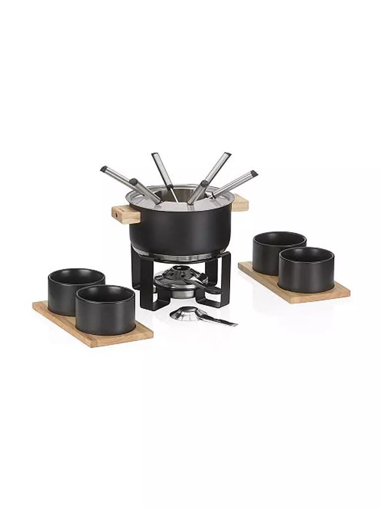 KELA Fondue-Set 16tlg GUNTEN Schwarz/Edelstahl schwarz