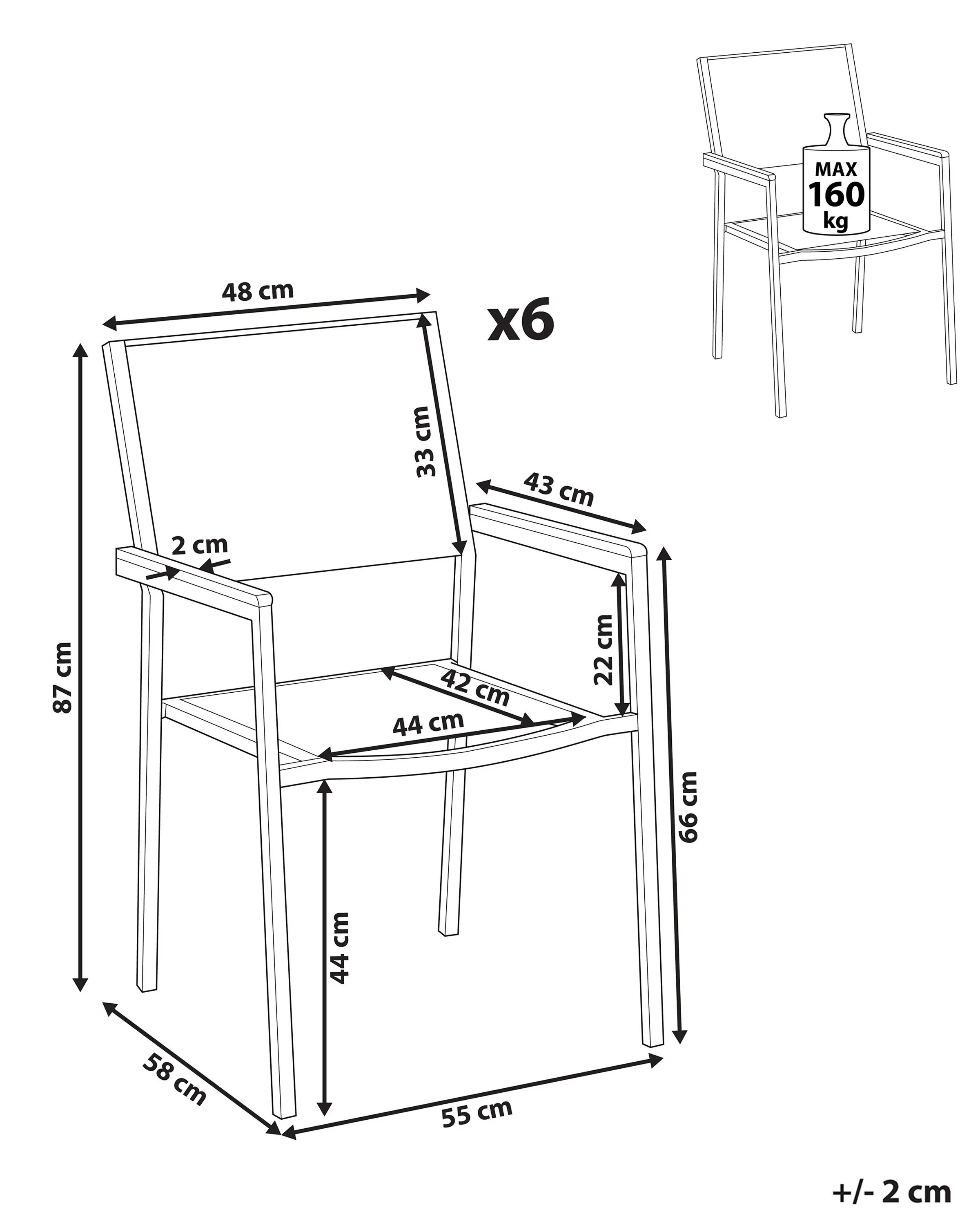 Set van 6 tuinstoelen GROSSETO Roestvrij staal Grijs