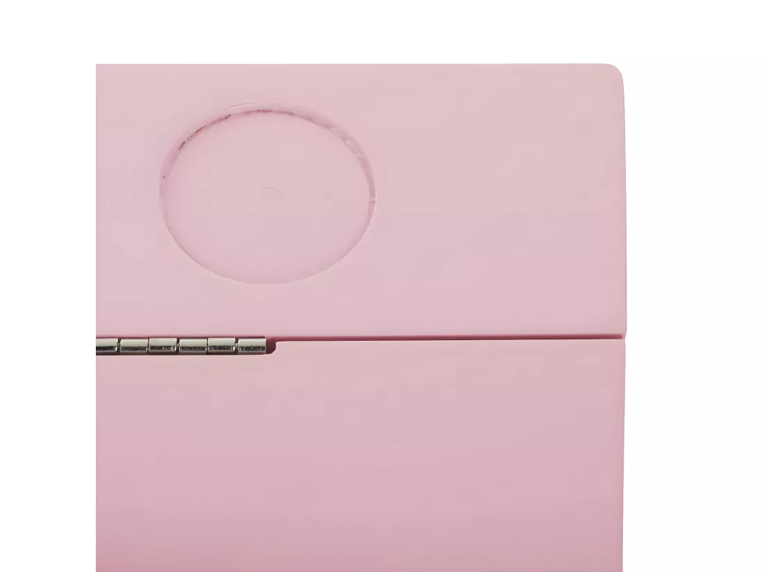 Pupitre d'écolier rose avec couvercle rabattable