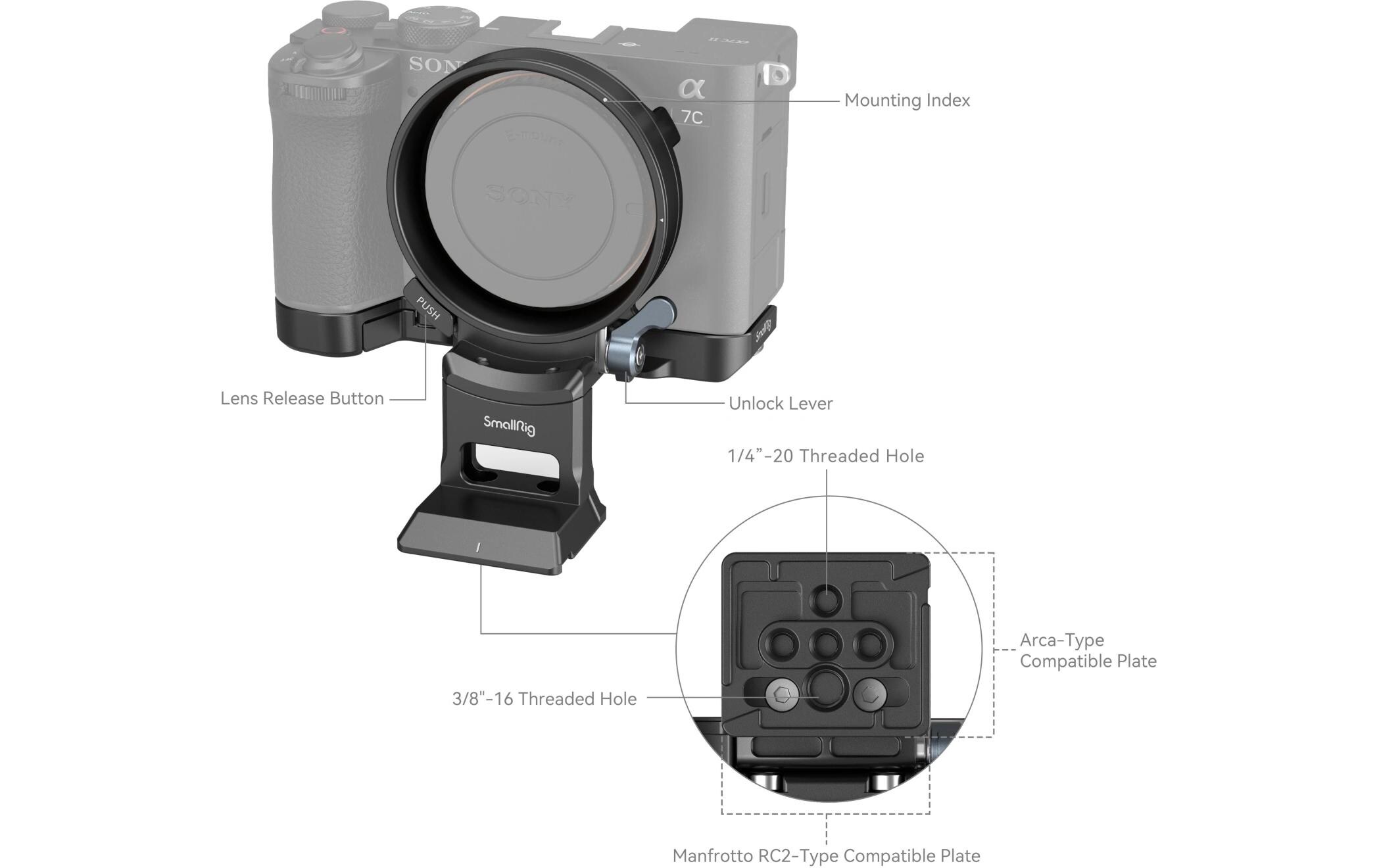 Adapter Horizontal-zu-vertikal Platte<br>Zum Umschalten zwischen horizontalem und vertikalem Modus