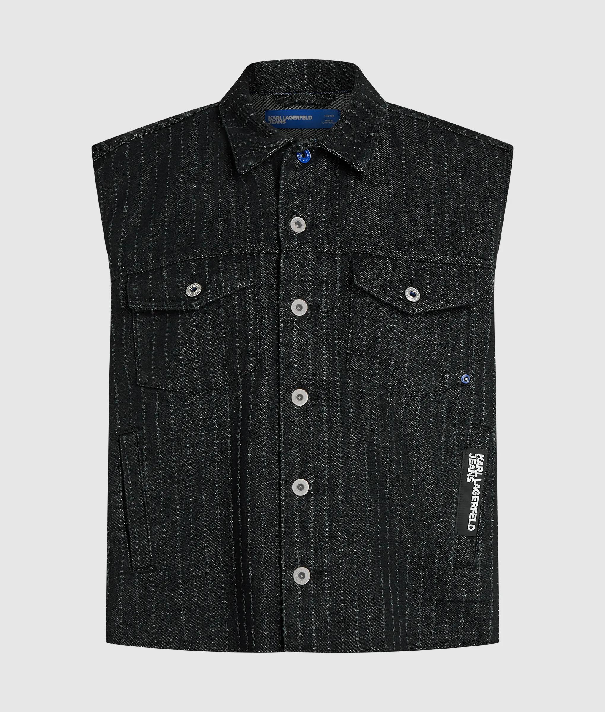 Denim gilet met krijtstreep