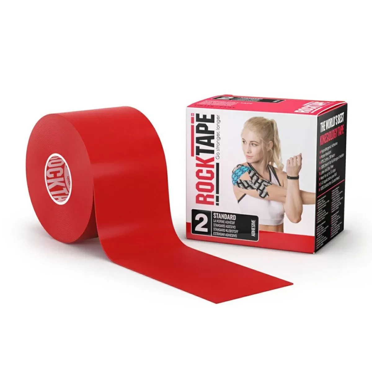 Rocktape, Plain Roll, 5 cm x 5 m, Rød - 1 stk