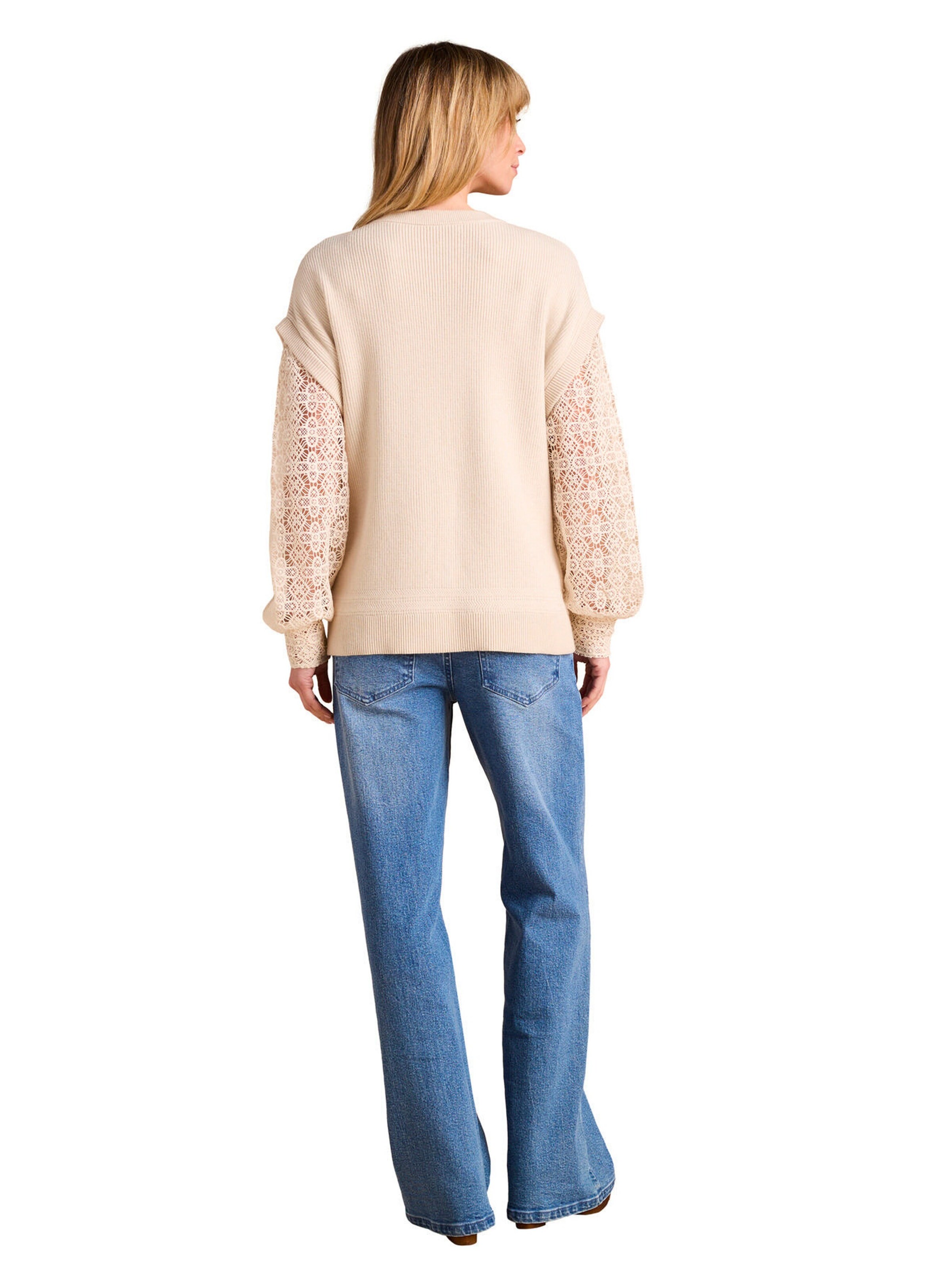 Envie de Fraise Umstandspullover mit Ärmeln aus Spitze, Recycling-Polyester beige