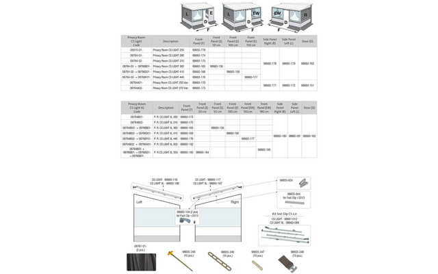 Fiamma Front Panel E für Markisenzelt Privacy Room Light 410 / CS Light 400 Fiamma Ersatzteilnummer 98660-158