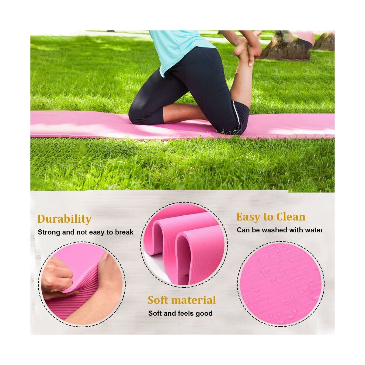 Premium NBR Sportmatte, rutschfeste Gymnastikmatte Rosa