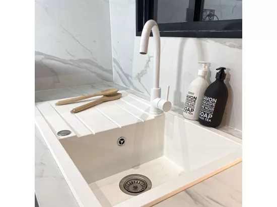 Kiwo mitigeur évier blanc - Essebagno